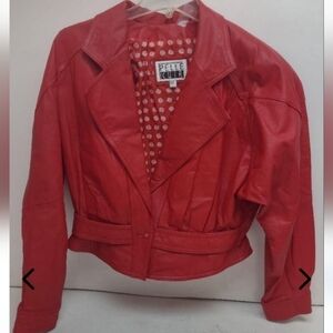Pelle Cuir Red Vintage leather jacket, Sz L, PTP=21", L=22"